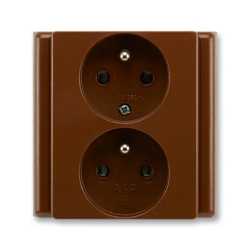 ABB CLASSIC zásuvka 2-násobná 2x2P+PE 81x81mm ;hnědá