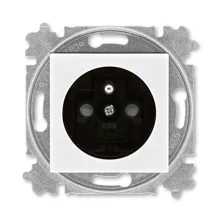 ABB LEVIT zásuvka 1-násobná 2P+PE clonky ;bílá/kouř.černá