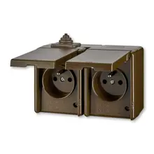 ABB PRAKTIK zásuvka 2-násobná 2x2P+PE IP44 ;hnědá