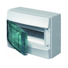 ABB rozvodnice na omítku Mistral65 12mod. IP65 průhledná dvířka světle šedá N/PE