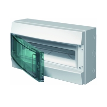 ABB rozvodnice na omítku Mistral65 18mod. IP65 průhledná dvířka světle šedá N/PE