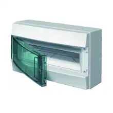 ABB rozvodnice na omítku Mistral65 18mod. IP65 průhledná dvířka světle šedá N/PE