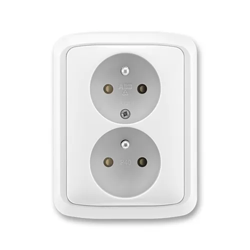 ABB TANGO zásuvka 2-násobná 2x2P+PE clonky ;bílá