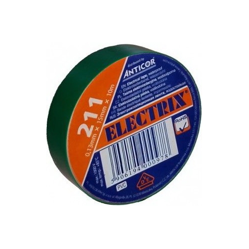 ANTICOR elektroizolační páska PVC 211.Electrix 15x10 ;zelená