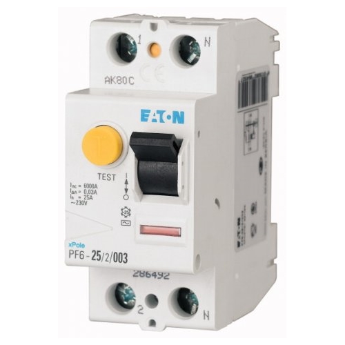 EATON proudový chránič 2-pól 25A 30mA 6kA /286492/