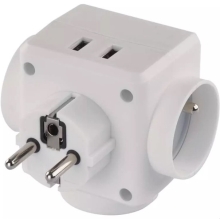 EMOS adaptér.rozboč. 3xkulatá 250V/16A max. 2xUSB Kód:P0024U