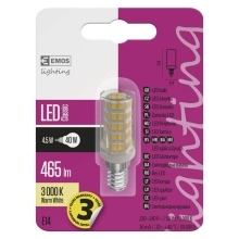 EMOS bulb JC T25 4.5W/40W E14 3000K 465lm NonDim 30Y čirá T20