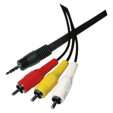 EMOS kabel JACK 3,5mm 4 póly vidlice.- 3x CINCH vidlice.1,5m