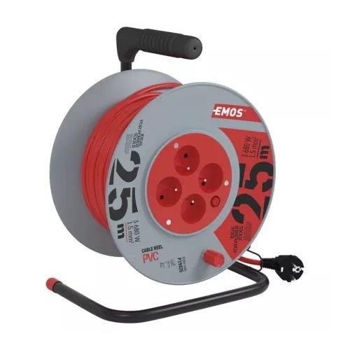 EMOS prodlužovák na bubnu 4-zásuvkový 25m PVC DG-4ZR-F04 tepel.pojis.