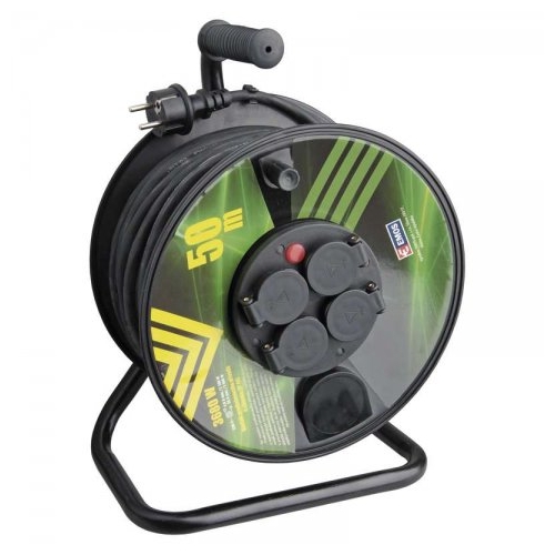 EMOS prodlužovák na bubnu 4-zásuvkový 50m guma KF-FBG-23PJ 3Gx1.5mm