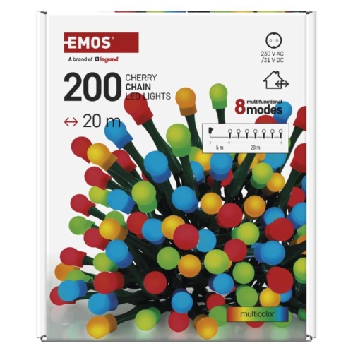 EMOS ván.osvětlení 200LED XMAS CHERRY TIMER MF 20M MC