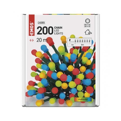 EMOS ván.osvětlení. 200LED XMAS CHERY TIMER 20M MC Kód:D5AM03