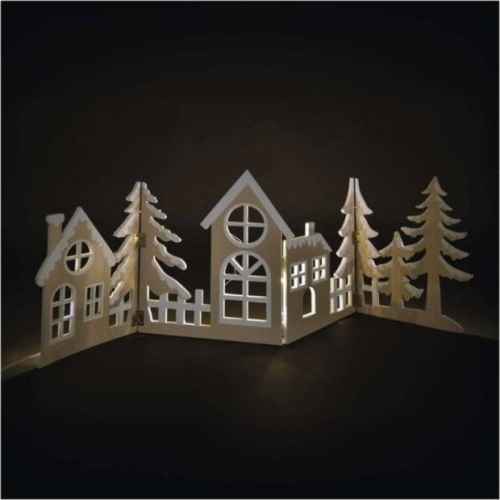 EMOS ván.osvětlení 40LED WOODEN VILLAGE 2AA WW