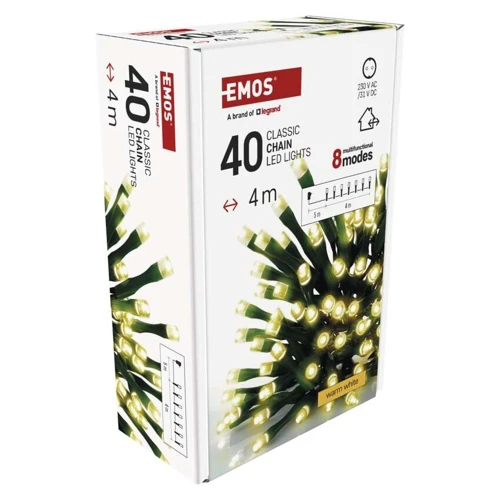EMOS ván.osvětlení 40LED XMAS CLS TIMER MF 4M WW