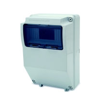 FAMATEL rozvodnice na omítku 3958 9mod. IP65 průhledná dvířka světle šedá N/PE