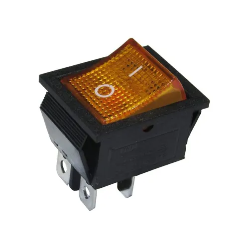HADEX kolébkový přepínač IRS-201-2C, OFF-ON 2pol.250V/15A žlutý, prosvětlený