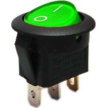 HADEX kolébkový vypínač IRS-101-8C/D, OFF-ON 1pol.12V/16A zelený,prosvětlený