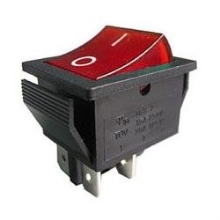 HADEX kolébkový vypínač IRS-201-2C, OFF-ON 2pol.250V/15A červený prosvětlený