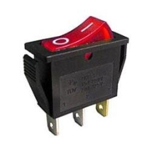 HADEX kolébkový vypínač OFF-ON 1pol.250V/15A, červený s doutnavkou
