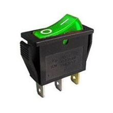 HADEX kolébkový vypínač OFF-ON 1pol.250V/15A, zelený, prosvětlení 230V