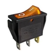HADEX kolébkový vypínač OFF-ON 1pol.250V/15A, žlutý s doutnavkou