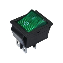 HADEX kolébkový vypínač ON-OFF 2pól.250V/15A zelený s doutnavkou