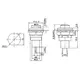 HADEX polohový spínač OFF-(ON) R13-502 230V/1A do otvoru 12mm červené