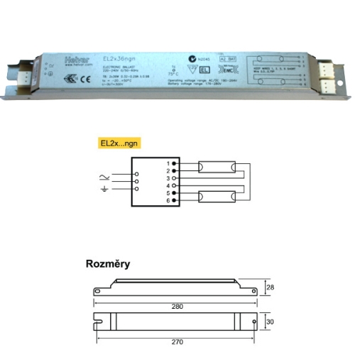 HELVAR předřad.elektron. EL 236ngn 2x36W ngn