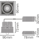 LEDVANCE LED downlight SPOT SQ DK 8W 650lm/830K/36° IP20 50Y ;90x90mm cern
