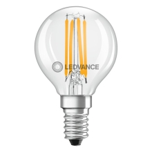 LEDVANCE LED kapka filament SUP UE P45 2.5W/40W E14 2700K 470lm Dim 50Y čirá