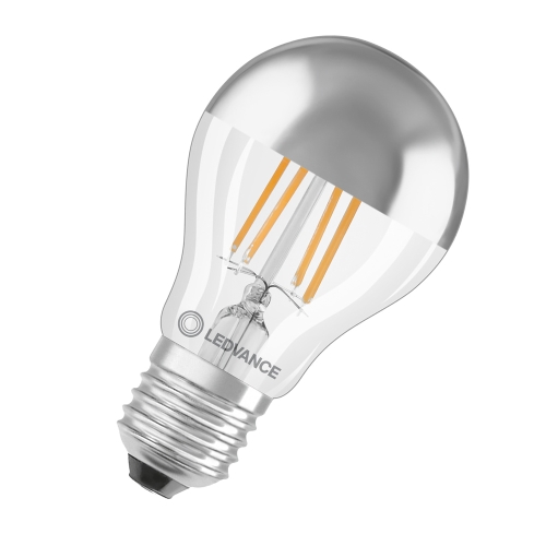 LEDVANCE PFM bulb.filam. A60 6.5W/50W E27 2700K 650lm 15Y ; stříbrný vrch.