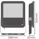 LEDVANCE reflektor (floodlight) 100W/83W 15000lm/840/100° IP66 100Y ; černá