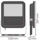 LEDVANCE reflektor (floodlight) 69W/53W 10000lm/865/100° IP66 100Y ; bílá