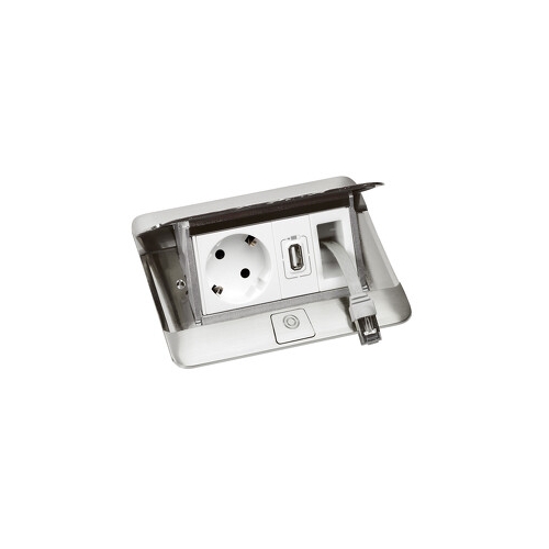 LEGRAND zásuvkový blok POP-UP do nábytku 4 moduly IP30/40 ;hliník matná.nerez