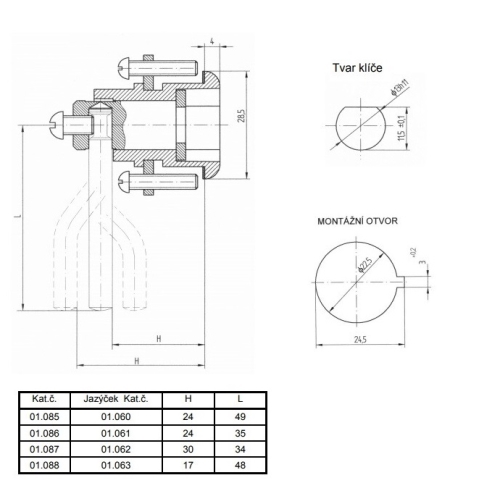 LIDOKOV zámek 01.085 AL1 půlměsíc H24 x L49