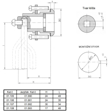 LIDOKOV zámek 01.105 AL3 4-hran H24 x L49