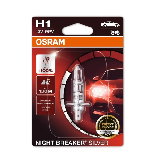 OSRAM autožárovka H1 NIGHT BREAKER SILVER 64150NBS 55W 12V P14.5s blistr