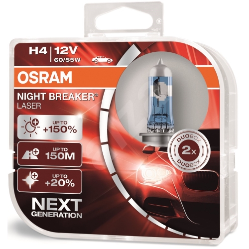 OSRAM autožárovka H4 NIGHT BREAKER LASER 64193NL 60/55W 12V P43t HCBox-2ks