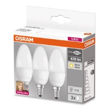 OSRAM LED BASE candle B40 5.7W/40W E14 2700K 470lm NonDim 10Y opal 3-pack