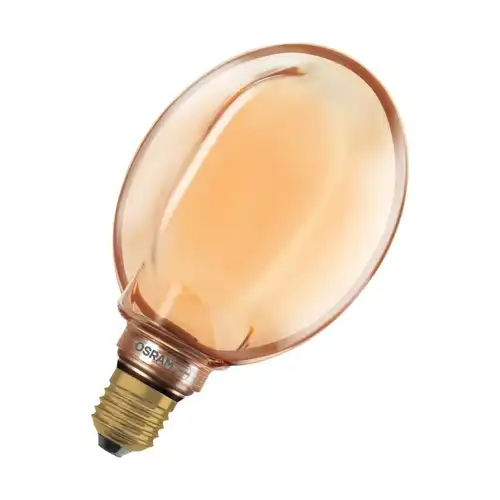 OSRAM LED globe filament 1906 G130 4W/22W E27 1800K 220lm Dim 25Y ; zlatá