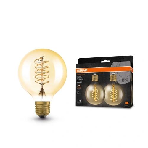 OSRAM LED globe filament 1906 G80 4.8W/37W E27 2200K 420lm Dim; zlatá 2-pack