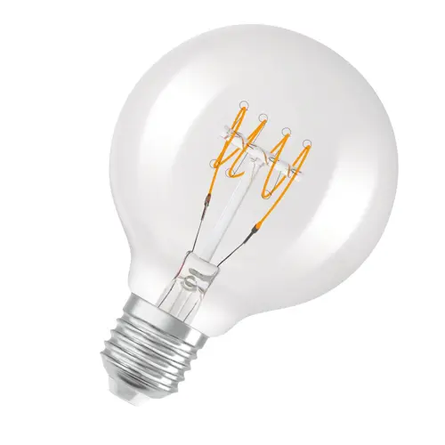 OSRAM LED globe filament 1906 G80 4.8W/40W E27 2700K 470lm Dim 15Y ; čirá