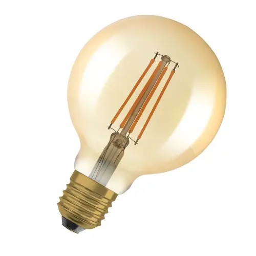 OSRAM LED globe filament 1906 G95 6.5W/55W E27 2400K 725lm Dim 15Y ; zlatá