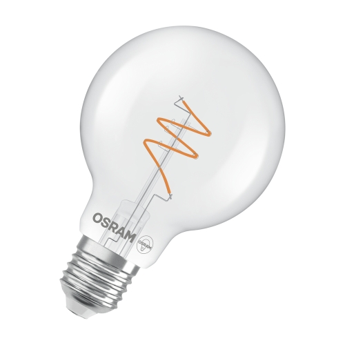 OSRAM LED globe filament 1906.spiral G80 4.6W/40W E27 2700K 470lm Dim 15Y ; čirá