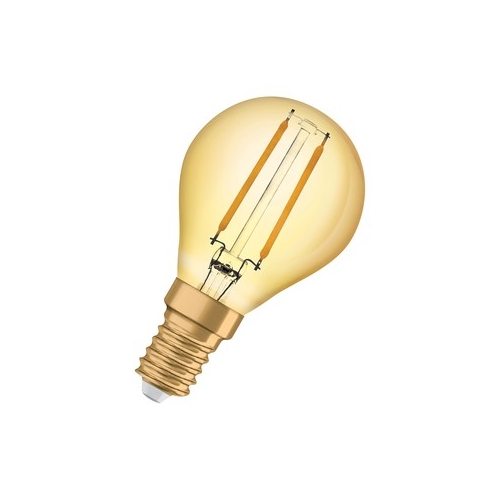 OSRAM LED luster filament 1906 P45 1.8W/ E14 2200K 30lm NonDim 15Y čirá zlatavá