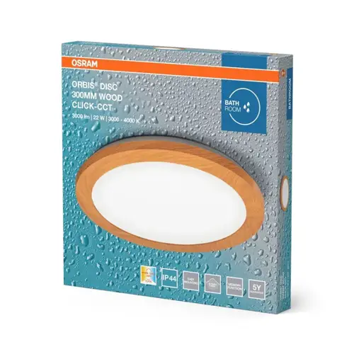 OSRAM LED stropní svítidlo ORBIS DISC 30X30 22W CLICKCCT IP44 Dřevo