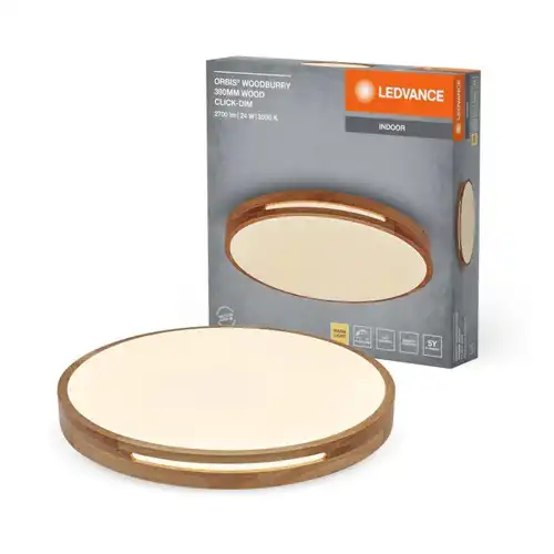 OSRAM LED stropní svítidlo ORBIS WOODBURRY 390 24W 830 CLICKD Dřevo