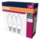 OSRAM LED svíčka VALUE B35 4.9W/40W E14 6500K 470lm NonDim 15Y opál 3-pack
