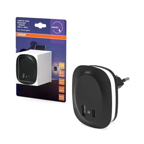 OSRAM Noční svítidlo LUNETTA EDGE SEN BL 830 USB A C Černá