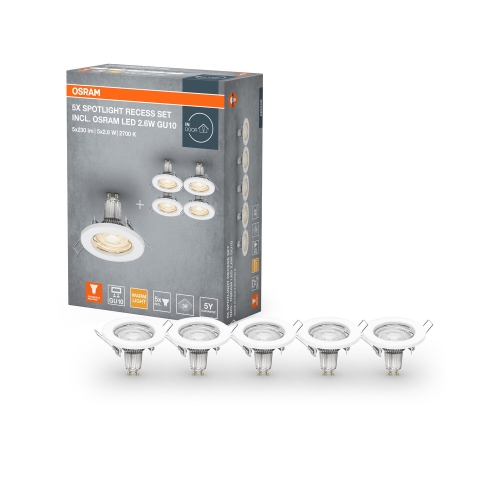 OSRAM stropní svítidlo Bodové SET 5X2.6W 2700K 230V Bílá GU10